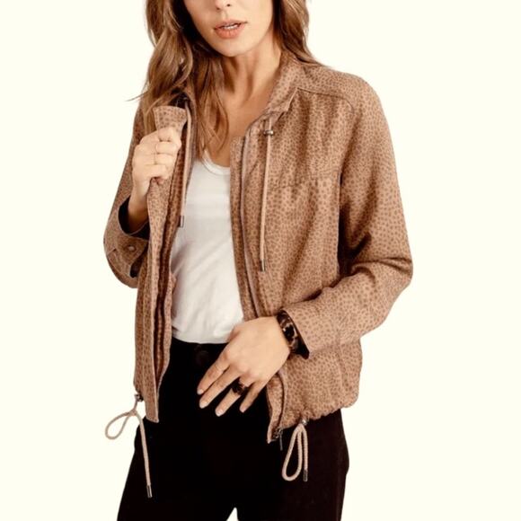 RAILS Tennessee Tawny Spots Brown Tan Linen Blend Cheetah Jacket Womens Size M - Picture 1 of 16